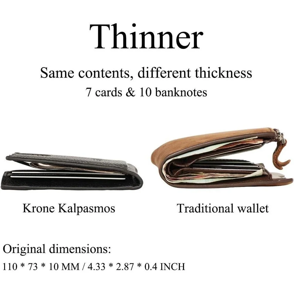Skinny Wallet for Men, Slim Bifold Card Holder, Genuine Leather & RFID Blocking